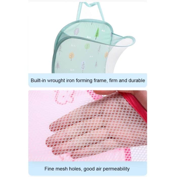 2 Stück 2005 klappbarer, wandmontierter Schmutzkorb für den Haushalt, Pink Cat, Green Tree, White Net, Gray Net – Bild 5