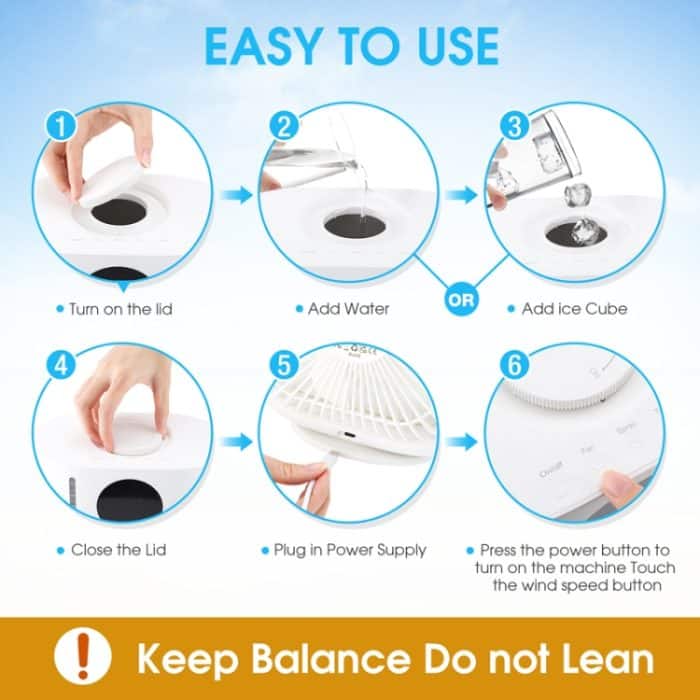 Desktop-Spray-Befeuchtungskühler, tragbarer Wasserventilator, 774183 White – Bild 6