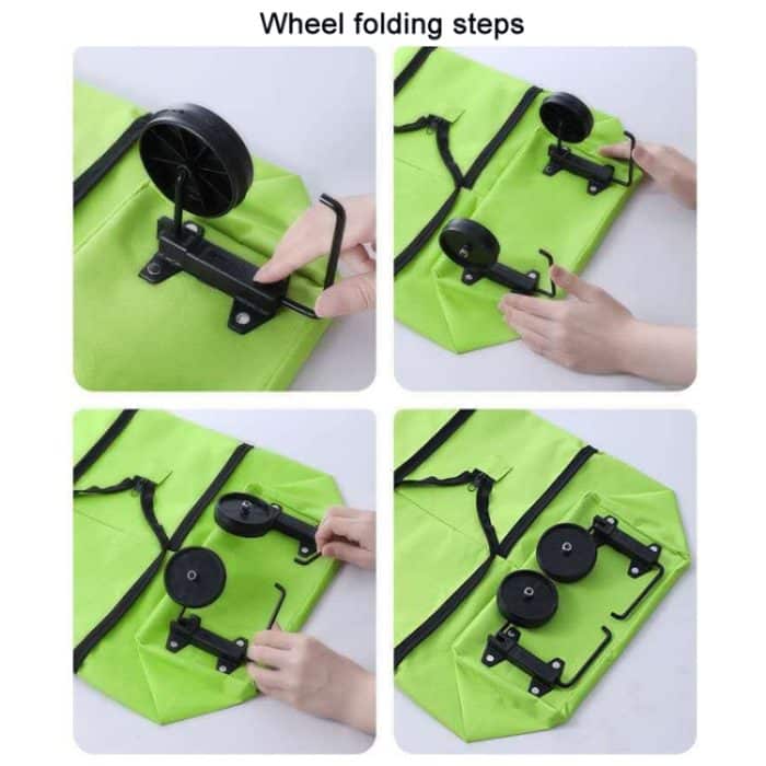 Tragbarer Einkaufswagen, faltbare Tragetasche mit Rädern, Red, Green, Blue, Black, Orange – Bild 4