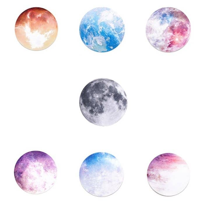 5 Stück rundes Planet-Mauspad aus Gummi, Venus, Moon, Earth, Moon 1, Mars, Jupiter, Mercury – Bild 2