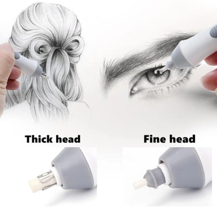 Tenwin 8302 Verstellbarer elektrischer Radiergummi mit Gummi-Nachfüllungen zum Radieren von Skizzen und Zeichnungen, Black, White, Grey – Bild 4