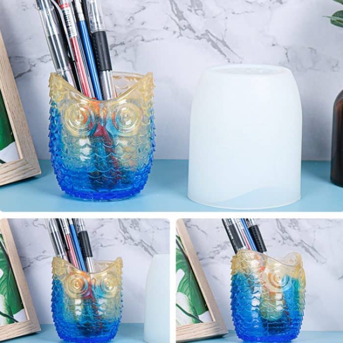 D768 Epoxidform Eule Stifthalter Silikonform – Bild 5