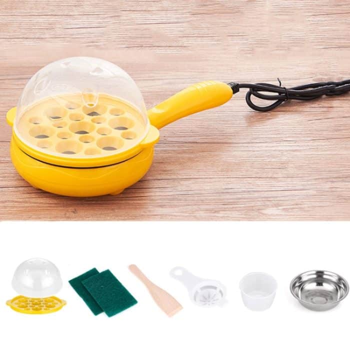 350 W elektrischer Eier-Omelette-Kocher, Bratpfanne, Dampfgarer, EU-Stecker, Stil:, Single Layer Set Yellow, Double Layer Set Yellow, Pan+Wood Shovel Yellow, Single Layer Set Pink, Double Layer Set Pink, Pan+Wood Shovel Pink – Bild 1