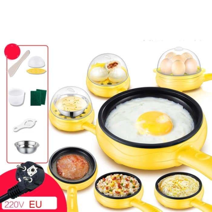 350 W elektrischer Eier-Omelette-Kocher, Bratpfanne, Dampfgarer, EU-Stecker, Stil:, Single Layer Set Yellow, Double Layer Set Yellow, Pan+Wood Shovel Yellow, Single Layer Set Pink, Double Layer Set Pink, Pan+Wood Shovel Pink – Bild 2