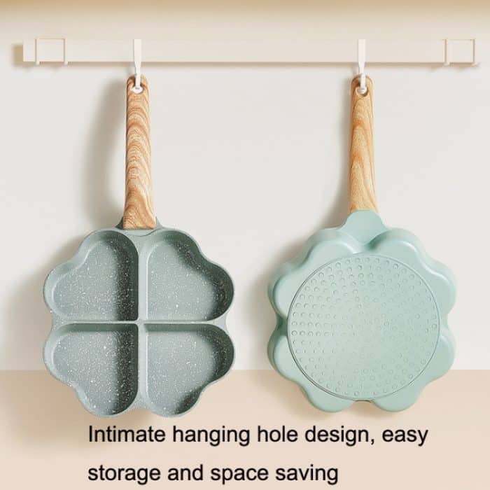 Maifan Stone Love Spiegeleipfanne mit vier Löchern, antihaftbeschichtete Eierknödelpfanne, Farbe:, Green, Green + Oil Brush Spoon, White, White + Oil Brush Spoon – Bild 5