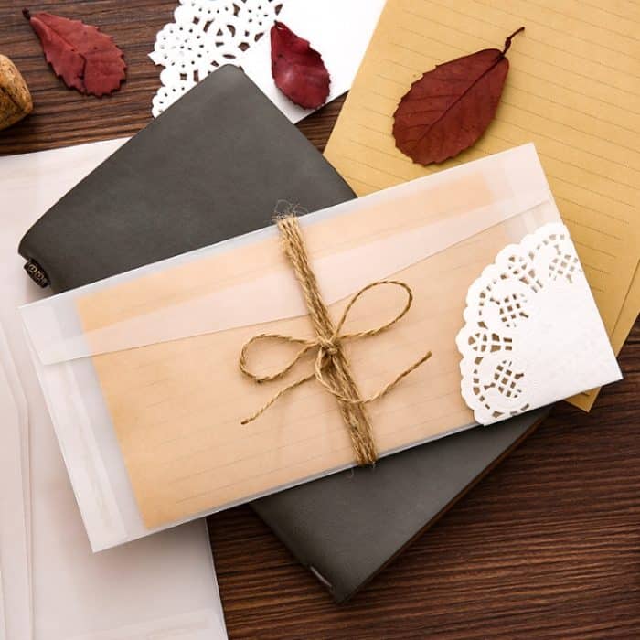 3 Stück Vintage-Umschläge aus durchscheinendem Lack-Schwefelpapier, Translucent 10.5x22cm, Translucent 11x17cm – Bild 4