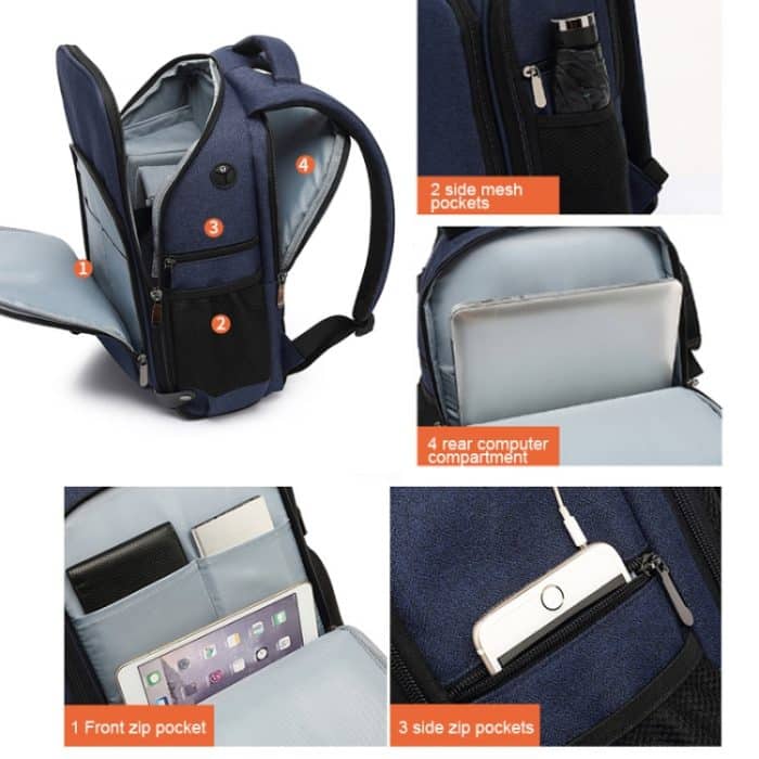 Kationischer SLR-Rucksack, wasserdichter Fotorucksack mit Kopfhörerkabelloch, Blue, Black, Red – Bild 4