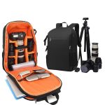 Wasserdichter Fotografie-Rucksack aus Oxford-Stoff, 17-Zoll-Laptop-Rucksack, Orange, Grey – Bild 2