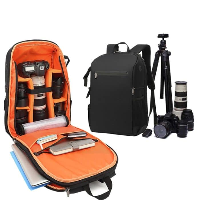 Wasserdichter Fotografie-Rucksack aus Oxford-Stoff, 17-Zoll-Laptop-Rucksack, Orange, Grey – Bild 2