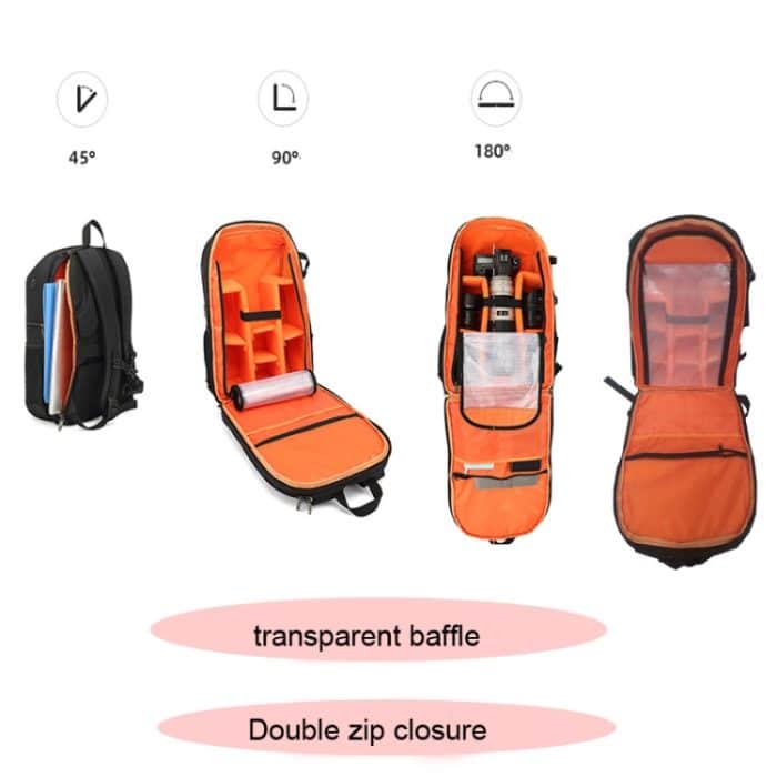 Wasserdichter Fotografie-Rucksack aus Oxford-Stoff, 17-Zoll-Laptop-Rucksack, Orange, Grey – Bild 4