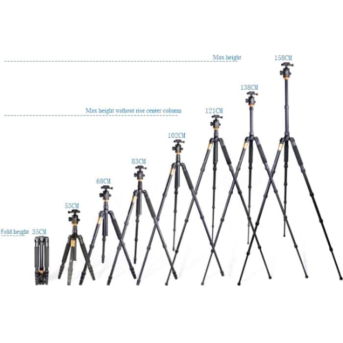 Qing zhuangshi DA IQ666 tragbares Reise-Spiegelreflexkamera-Stativ aus Aluminium-Magnesium-Legierung, Q666(Black) – Bild 4
