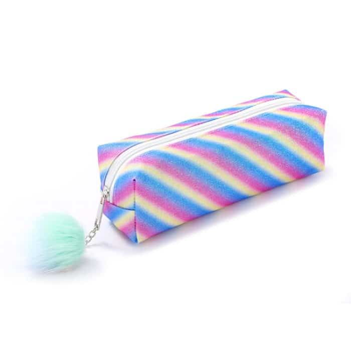 TBD0602799901A.jpg Regenbogen-Glitzer-Stifttasche, schimmernde Stifttasche, Make-up-Tasche, Striped Rainbow, Purple Iridescence, Rose Red Dazzle Color, Pink Dazzle Color – Bild 1