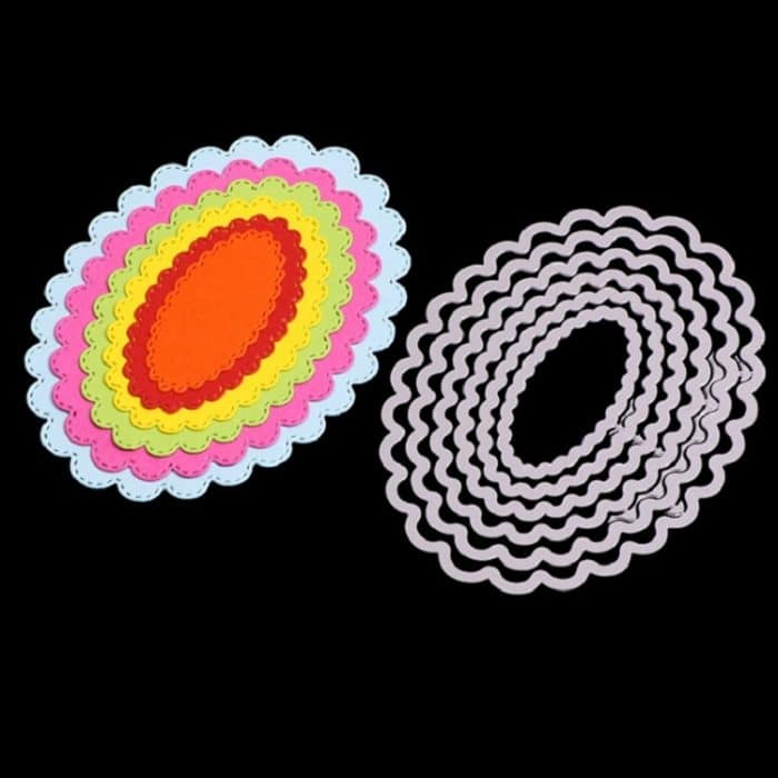 6 In 1 DIY Spitze Oval Dekorative Messer Stanzen Buch Ätzen Carbon Stahl Stanze – Bild 2