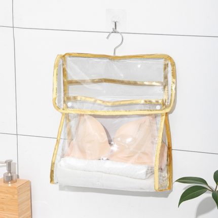 Transparente Unterwäsche-Aufbewahrungstasche zur Wandmontage für zu Hause, Golden Edge (Small), Golden Edge (Large), Silver Edge (Small)