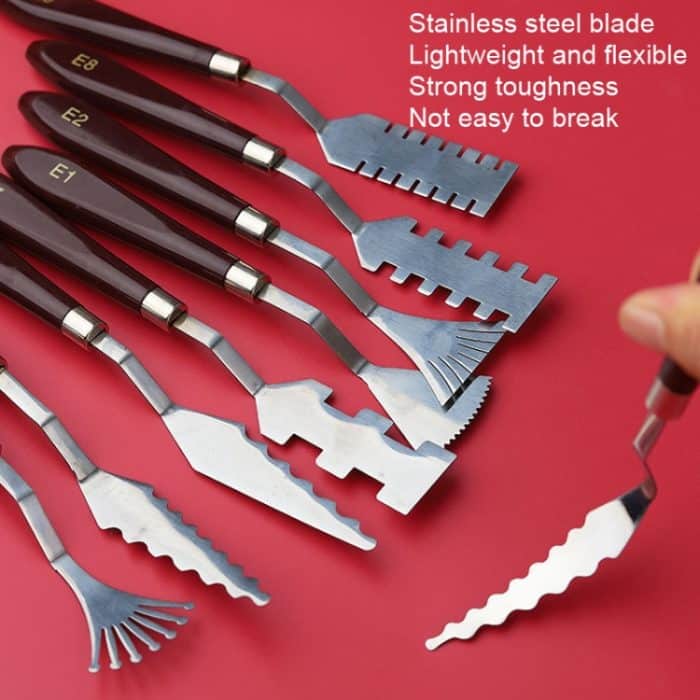 9-teiliges Ölgemälde-Messer, Graffiti-Tönungs-Holzschaber, Kunst-Malwerkzeug für Studenten, Stil:, E1, E2, E3, E4, E5, E6, E7, E8, E9 – Bild 4