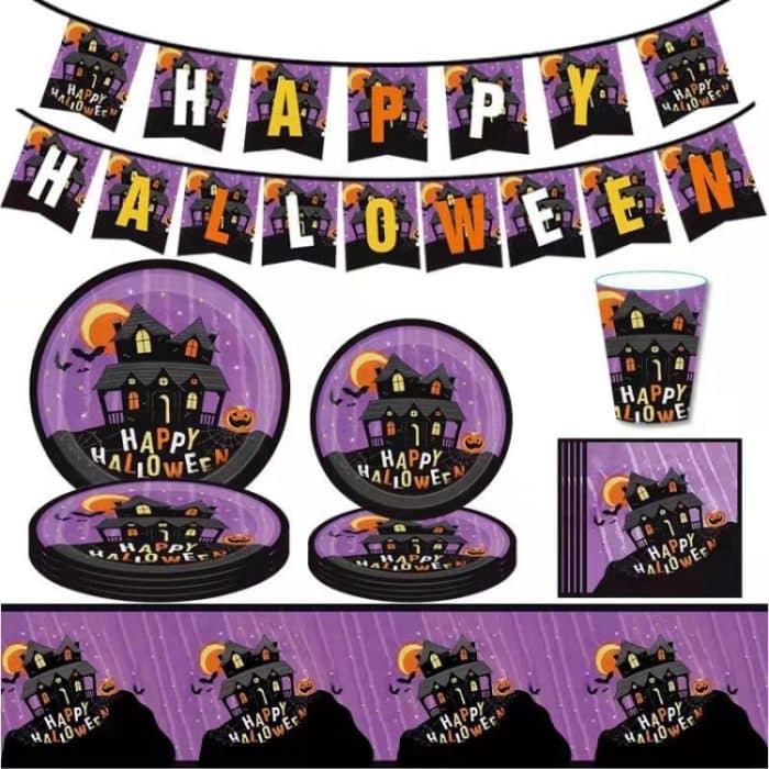 9-in-1-Halloween-Requisiten, Tassenteller, Party-Atmosphäre-Arrangement-Zubehör, Halloween Props Cup Plate – Bild 1