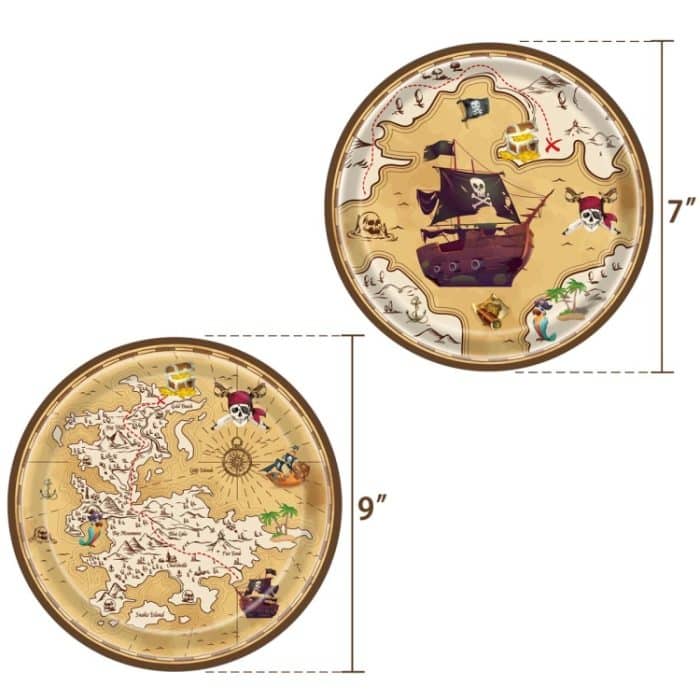 Einweg-Tischdecke, Pappteller, Partyzubehör-Set mit Piraten-Schatzsuche-Thema, Pirate Treasure Hunt Themed – Bild 3