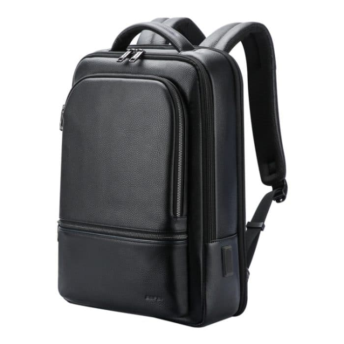 Bopai 61-70111 Wasserdichter, diebstahlsicherer Rucksack aus Rindsleder mit mehreren Fächern und USB-Ladeloch, 61-70111 – Bild 1