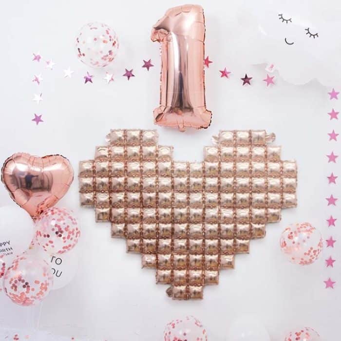 2 Stück Liebe Form Hintergrund Wand Ballon Geständnis Hochzeit Dekoration Ballon, Red, Pearl Pink, Rose Gold, Gradient, Goldenl, Silver, Jelly – Bild 5