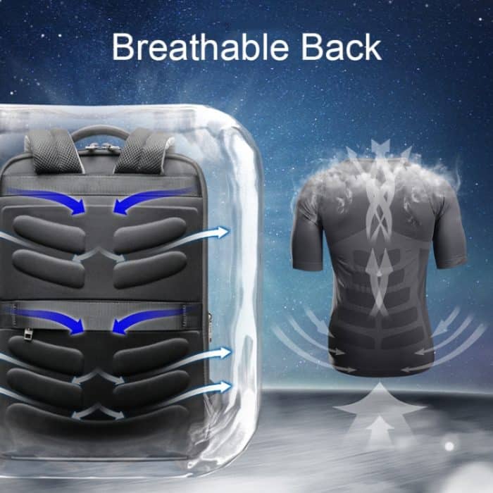 Bopai 61-68118 Multifunktionaler, verschleißfester, diebstahlsicherer Laptop-Rucksack mit USB-Ladeloch – Bild 4