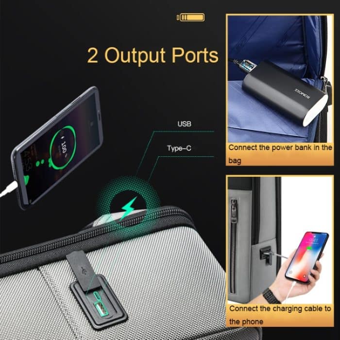 Bopai 61-68118 Multifunktionaler, verschleißfester, diebstahlsicherer Laptop-Rucksack mit USB-Ladeloch – Bild 5