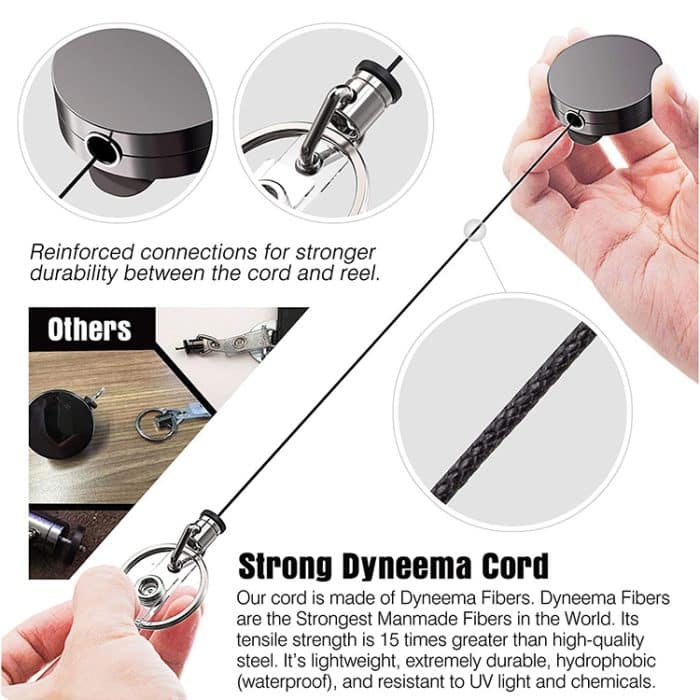 Galvanisiertes Metall, einziehbare Zugabzeichenrolle, Schlüsselanhänger, Gürtelclip, Dokumentenschnalle – Bild 4