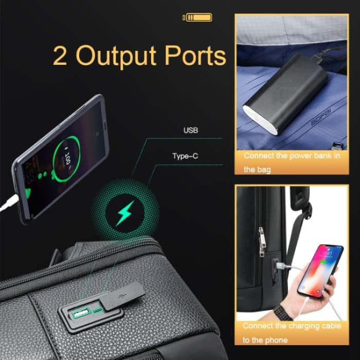 Bopai 61-121561 Multifunktionaler, diebstahlsicherer Laptop-Business-Rucksack mit USB-Ladeloch, 61-121561 – Bild 5