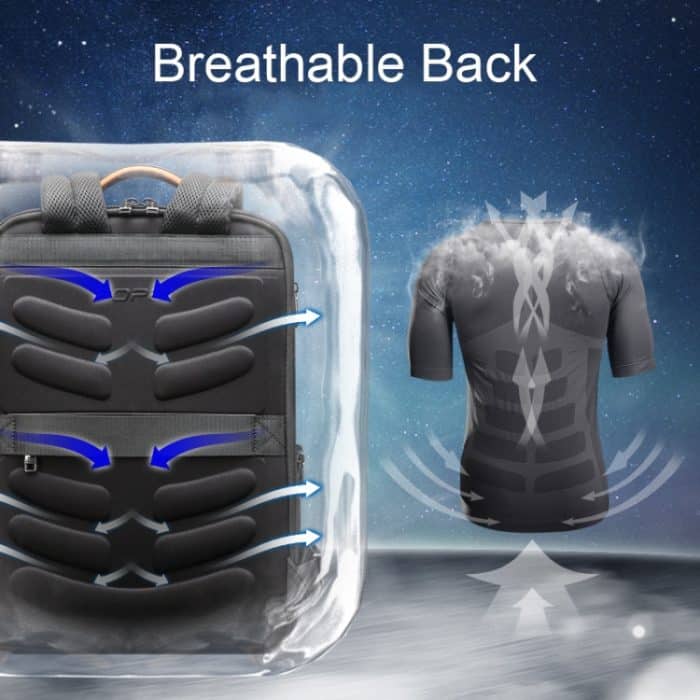 Bopai 61-120891 Multifunktionaler, diebstahlsicherer Laptop-Business-Rucksack mit USB-Ladeloch – Bild 4