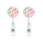 2 Stück ausziehbare Ausweisrolle mit Marmorstruktur, Tropfenkleber, Namensschild, Kartenabzeichen, Pink, Dark Pink, Light Pink, Light Pink Particles, Sky Blue, Fish Scale, Blue, White