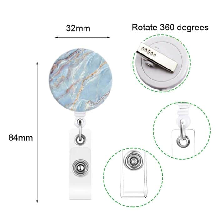 2 Stück ausziehbare Ausweisrolle mit Marmorstruktur, Tropfenkleber, Namensschild, Kartenabzeichen, Pink, Dark Pink, Light Pink, Light Pink Particles, Sky Blue, Fish Scale, Blue, White – Bild 4