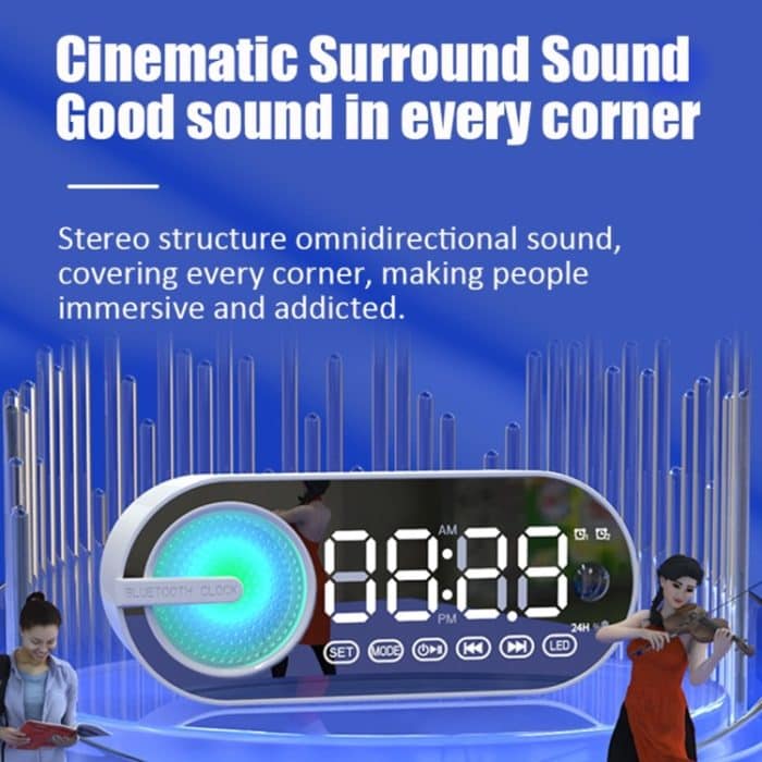 RBT-G30 Spiegel-Subwoofer mit buntem Lichteffekt, Bluetooth-Wecker-Audio, Spezifikationen:, Sensor Version (Black), Sensor Version (White), Voice Version (White), Voice Version (Pink) – Bild 7