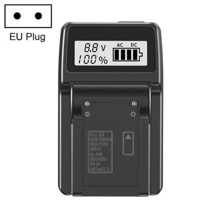 LCD-Einzelladegerät für Kamera-Akkus, EU-Stecker – Bild 1