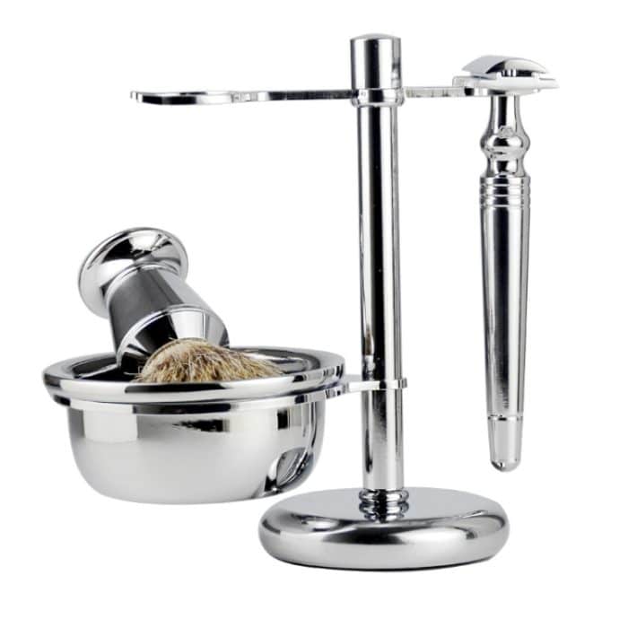 Manuelles Vintage-Rasierständer-Set für Herren aus Metall – Bild 5