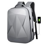 160 wasserdichter Laptop-Rucksack aus ABS mit großem Fassungsvermögen und USB-Ladeanschluss, Light Grey, Black