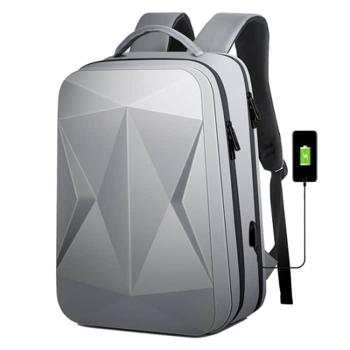 160 wasserdichter Laptop-Rucksack aus ABS mit großem Fassungsvermögen und USB-Ladeanschluss, Light Grey, Black – Bild 1