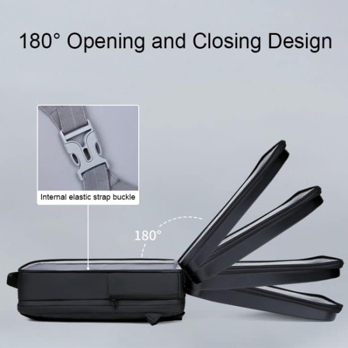 160 wasserdichter Laptop-Rucksack aus ABS mit großem Fassungsvermögen und USB-Ladeanschluss, Light Grey, Black – Bild 7