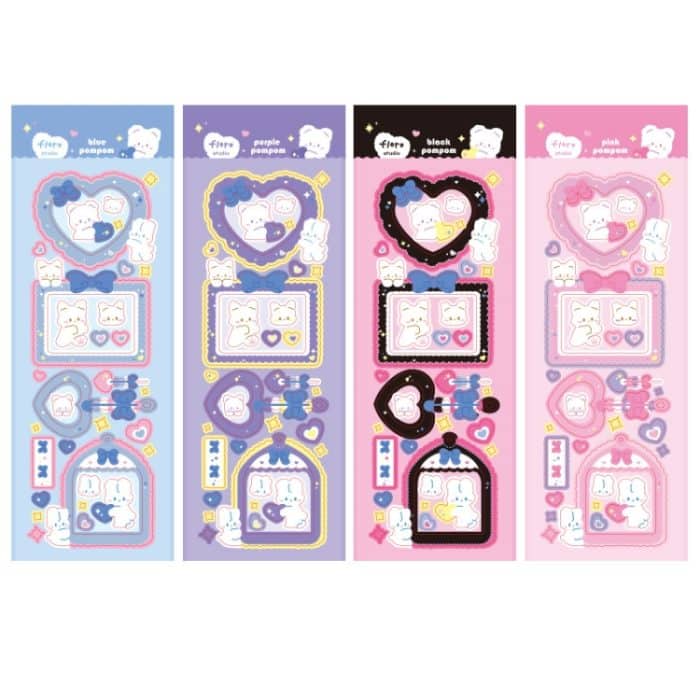 10 Stück Pompon-Serie, Laser-Aufkleber, Handkonto, wasserdicht, für Haustiere, niedliche Aufkleber, Black Pink, Pink, Blue, Purple – Bild 2