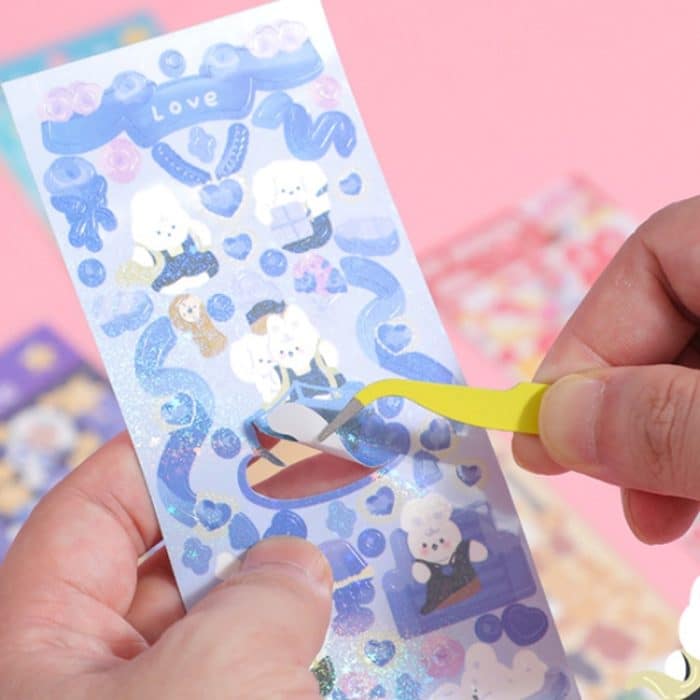 10 Stück Pompon-Serie, Laser-Aufkleber, Handkonto, wasserdicht, für Haustiere, niedliche Aufkleber, Black Pink, Pink, Blue, Purple – Bild 4