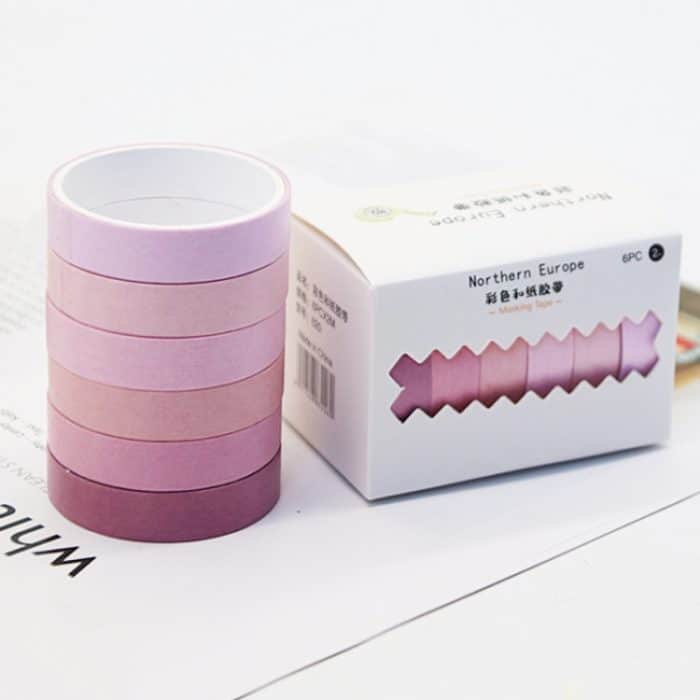 5 Sets 6 Stück x 2 m Studentenhandkonto-Klebeband Regenbogen-Washi-Klebeband, Gradient Pink, Gradient Blue, Gradient Green, Gradient Purple – Bild 3