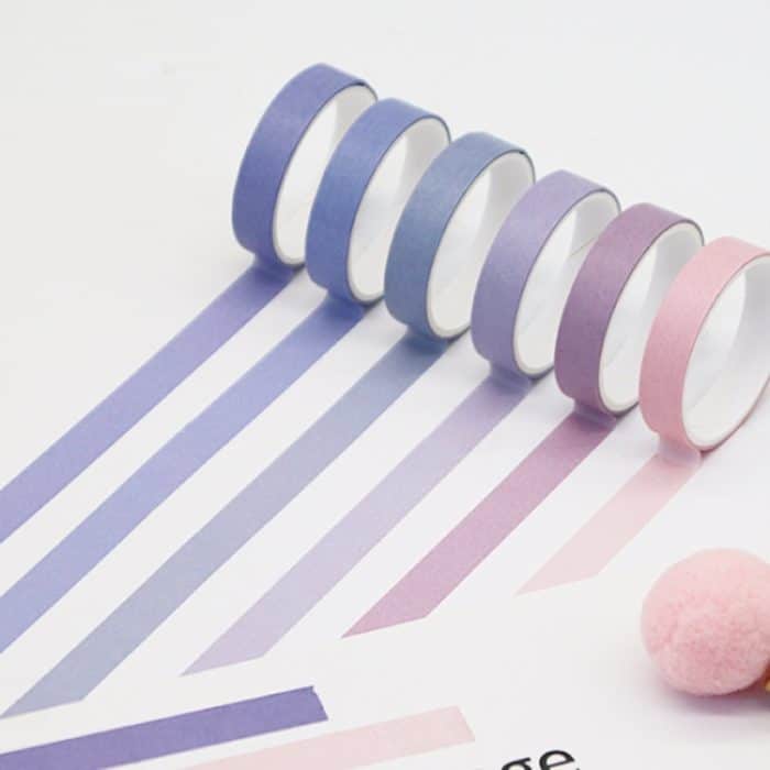 5 Sets 6 Stück x 2 m Studentenhandkonto-Klebeband Regenbogen-Washi-Klebeband, Gradient Pink, Gradient Blue, Gradient Green, Gradient Purple – Bild 5