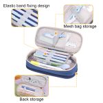 Deer Forest BL-A003 Macaron Große doppellagige Canvas-Federmäppchen-Briefpapierbox mit großem Fassungsvermögen, Navy Blue, Fruit Green, Khaki, Orange Yellow, Cyan Purple, Cyan Blue, Cherry Pink – Bild 4