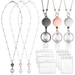 QD-2451 Multifunktionaler ID-Kartenhalter mit Metallperlenkette und einziehbarer Zugschnalle, Rose Gold, Silver, Black – Bild 2