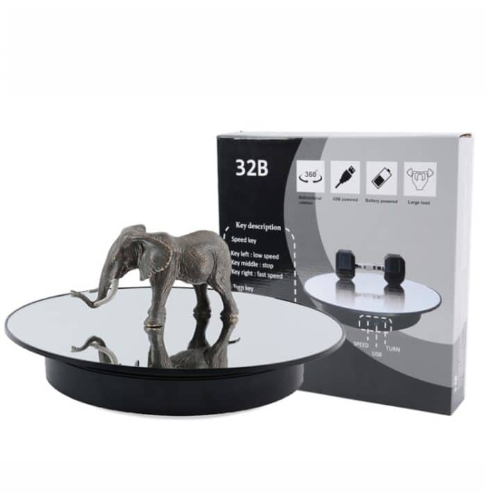 32 cm elektrischer Drehteller für Fotografie mit Geschwindigkeits- und Richtungseinstellung, White Mirror, Black Mirror, Golden Mirror – Bild 2