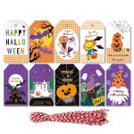 2 Sets Halloween-Hangtag-Geschenktüte, Süßigkeiten-Box, dekorativer Hangtag, Spezifikation:, 50 Hangtags+50pcs Cotton Rope, 50 Hangtags+50pcs Hemp Rope