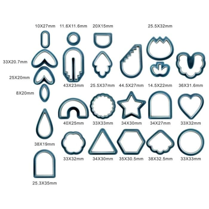 24-in-1 DIY-Ton-Ohrringe-Formen, DIY handgefertigter Tonschneider, handgefertigte Schmuckformen, 24 In 1 (Dark Blue), 24 In 1 (Rust Red), 24 In 1 (Mint Green), 24 In 1 (Beige Orange) – Bild 3