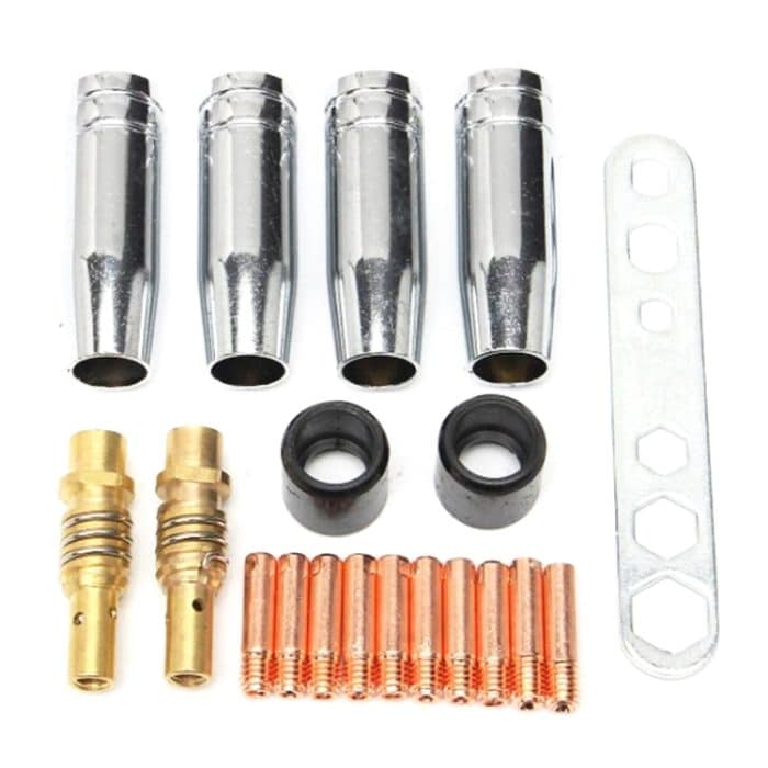 TBD0602964501.jpg Schweißbrenner-Isolierhülsen-Abdeckung, Düsenkopf-Feder-Werkzeug-Ersatzset, 19 PCS / Set – Bild 1