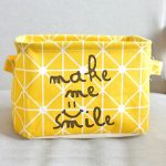 Stoff-Desktop-Aufbewahrungskorb, Büro-Organizer, Aufbewahrungstasche, Yellow, Gray