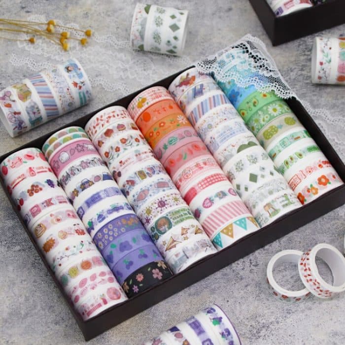 42001 Handkonto-Klebeband-Set mit Cartoon-Muster, Tagebuch, Handbuch, DIY Washi-Material, 60Rolls/Box 42001 – Bild 1