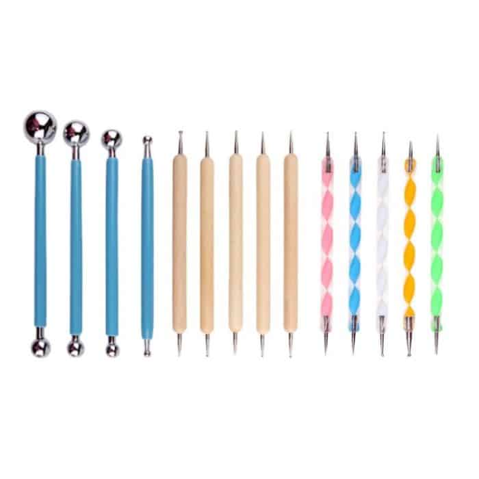 Keramik-Ton-Einkerbungs-Sculpting-Schaber, gepunkteter Bohrer, Nagelkunststift, 14 PCS/Set – Bild 2