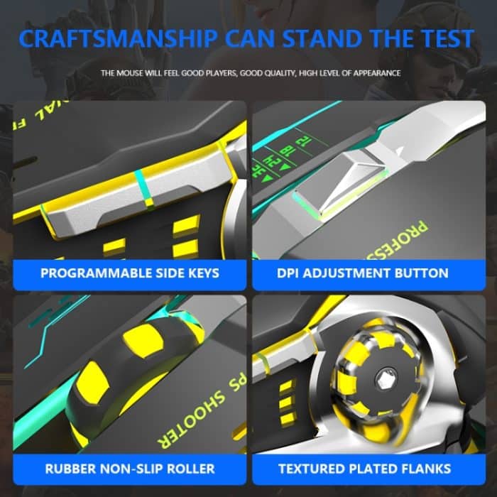 LEAVEN X6 6 Tasten Spielcomputer Ergonomische kabelgebundene Maus, Kabellänge: 1,42 m – Bild 4